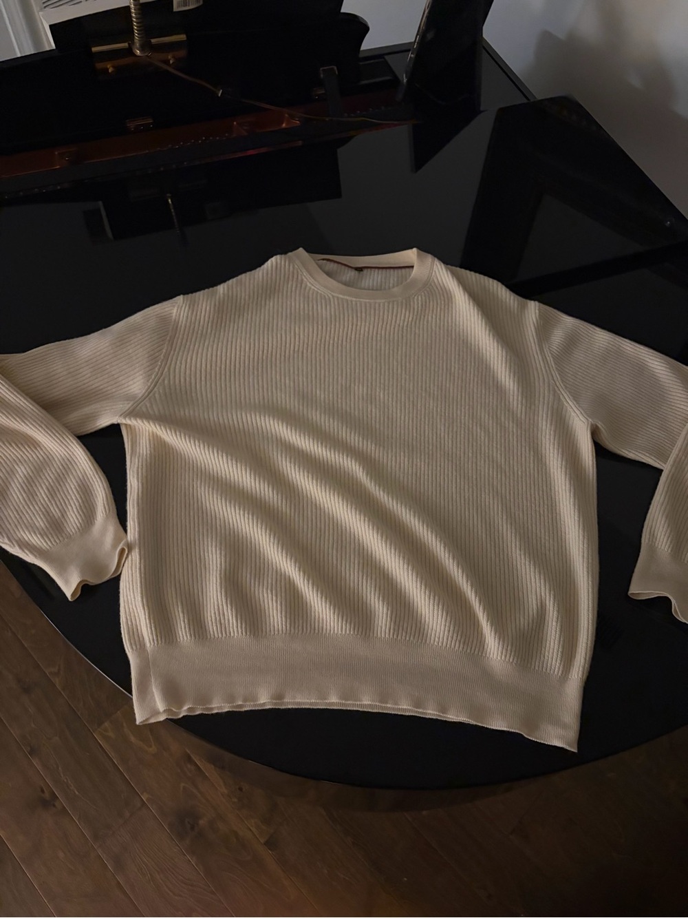 Brunello Cucinelli Cream Ribbed Sweater Cashmere - Size 50